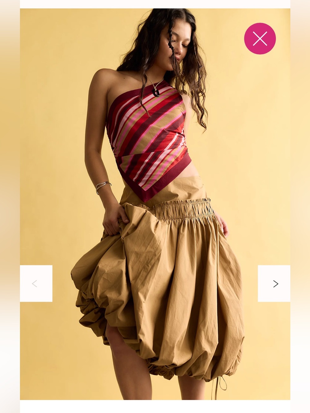 Free People Women’s Tan Balloon Skirt - Lightweight Gathered Hem